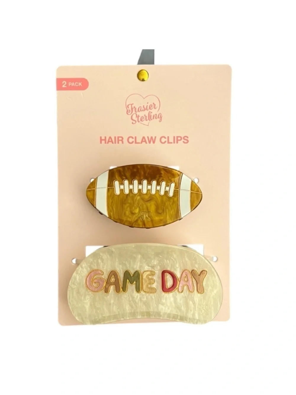Game Day Football Set Of 2 Claw Hair Clips By Fraiser Sterling New With Tags